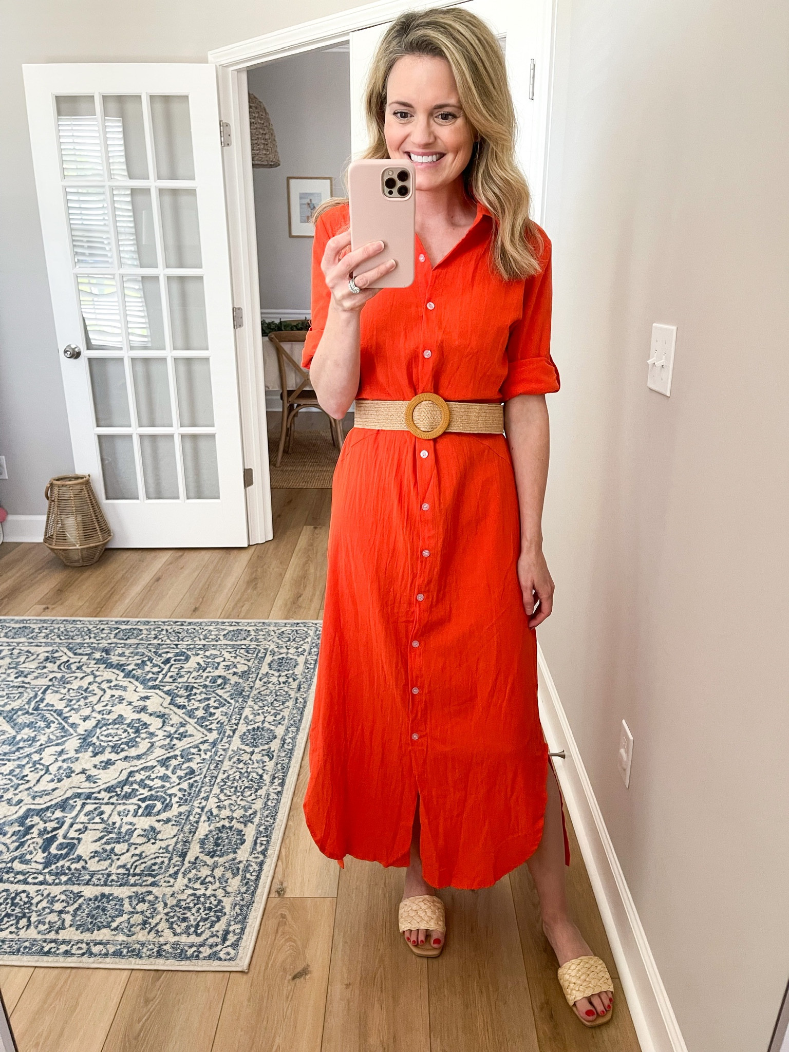 I love the ever popular shirt dress! The buttons are functional all the way down and it's really flattering with the slits up both sides. You can wear it as an oversized look or throw on a belt for a more fitted look.

#LTKstyletip #LTKtravel #LTKSeasonal