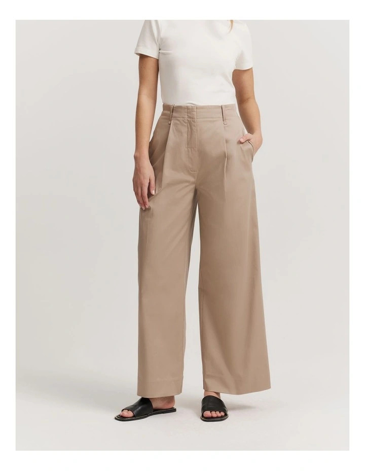 Cotton Wide Leg Pant in Dark Oyster | Myer