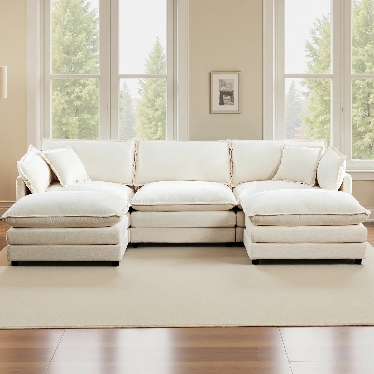 Latitude Run® Shamilla U-Shaped Modular Sectional Sofa with 2 Ottomans – Soft Chenille Upholst... | Wayfair North America