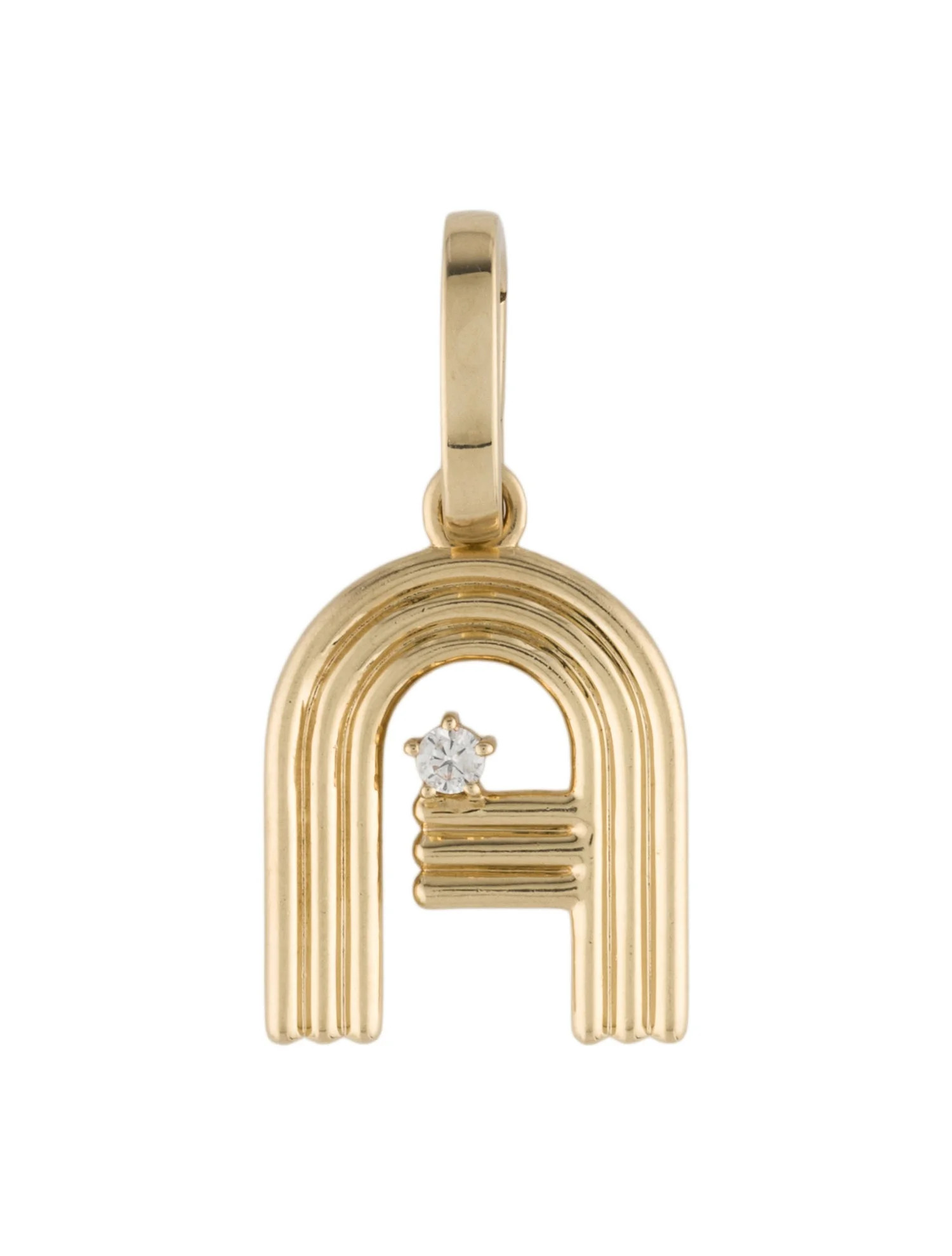 14K Diamond Groovy Signature 'A' Hinged Charm | The RealReal