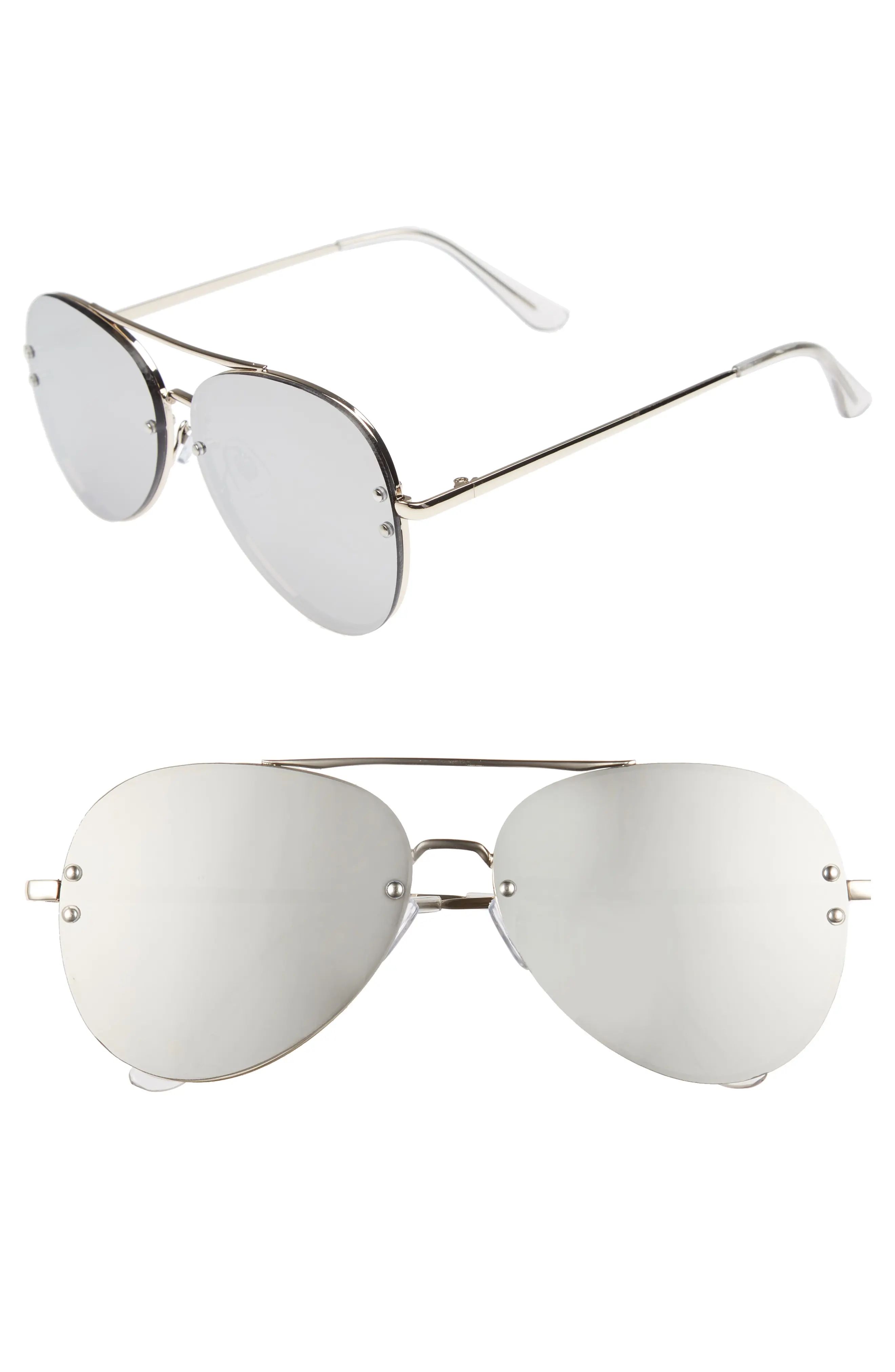 Women's Bp. 60Mm Oversize Mirrored Aviator Sunglasses - Gold/ Silver | Nordstrom