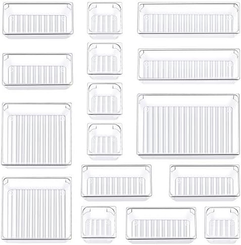 Kootek 16 Pcs Desk Drawer Organizer Set 5-Size Bathroom Drawer Tray Dividers Versatile Storage Bi... | Amazon (US)