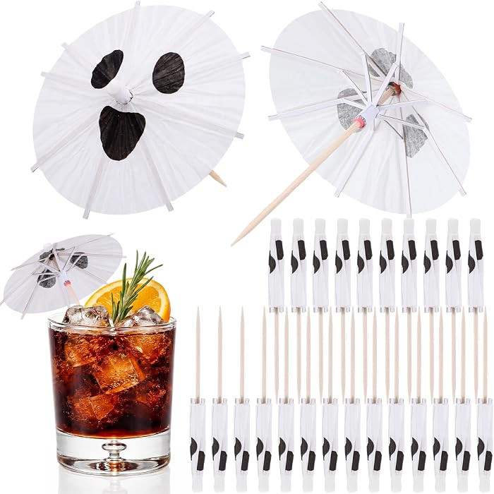 100 Pcs Summer Halloween Cocktail Drink Umbrella Picks Ghost Jack Mini Drink Umbrellas Paper Umbr... | Amazon (US)