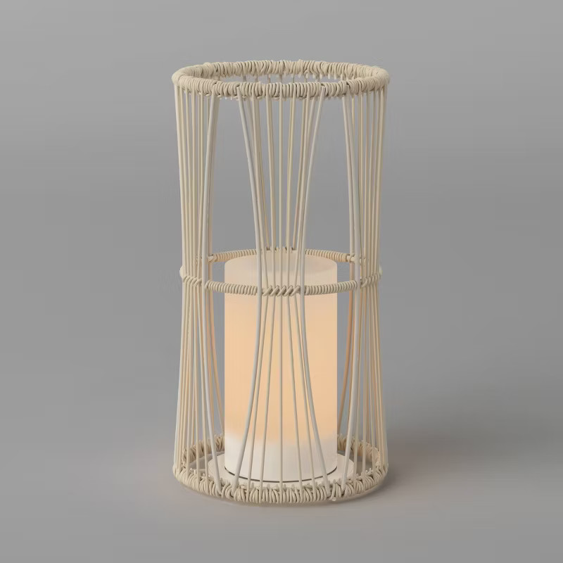 Cylinder Weave Outdoor Lantern with LED Candle White - Opalhouse™ | Target