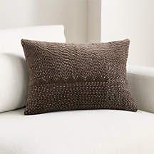 Sashiko Organic Cotton Velvet 22"x15" Deep Brown Throw Pillow Cover | Crate & Barrel