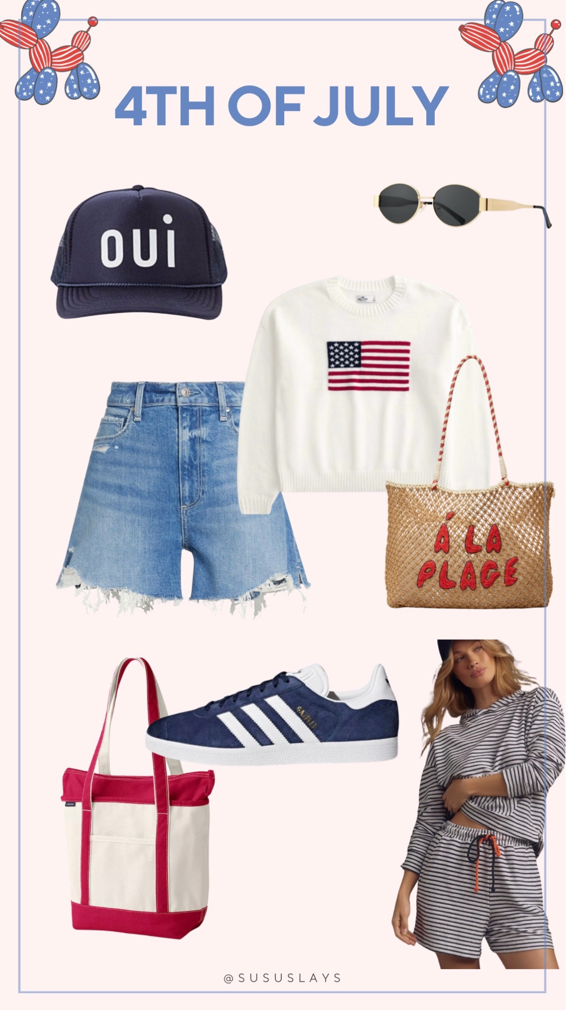 Love these patriotic and trendy looks for 4th of July! All of these pieces are perfect for watching fireworks, running around or celebrating with friends! 

#LTKStyleTip #LTKItBag #LTKSeasonal