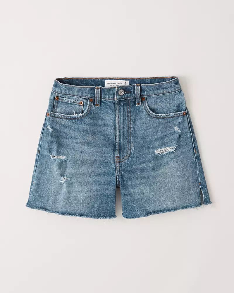 Curve Love High Rise 4 Inch Mom Shorts | Abercrombie & Fitch (US)