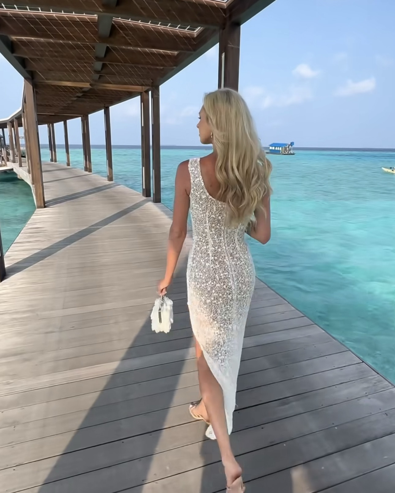 Obsessed with this white and nude beaded dress with a slit! Prefect for brides or vacation! 

#LTKWedding #LTKSummerEdit