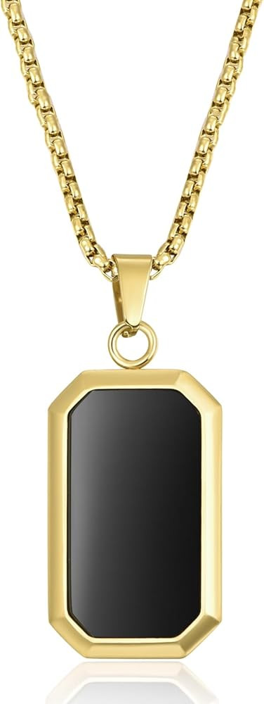 14K Gold Plated Necklace Black Onyx/Opal/Turquoise/Malachite/Lapis Lazuli/Tigers Eye Necklace for... | Amazon (US)