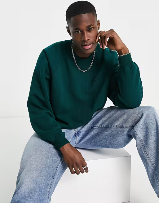 Abercrombie & Fitch monogram logo sweatshirt in dark green | ASOS (Global)