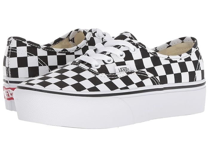 Vans Authentic Platform 2.0 (Checkerboard/True White) Skate Shoes | Zappos