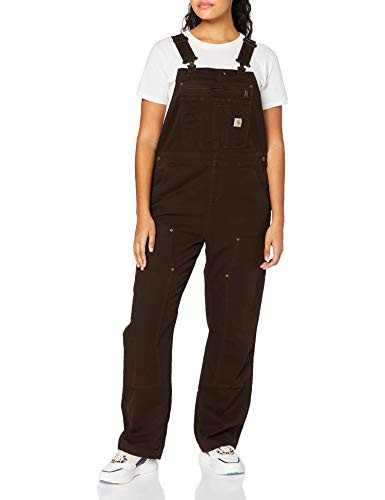 Carhartt Women's Crawford Double Front Bib Overalls, Dark Brown, Medium Short | Amazon (US)