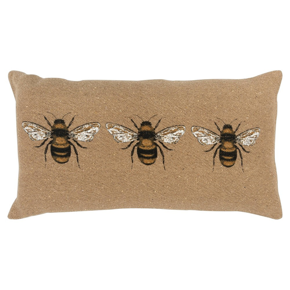 Bees Poly Filled Pillow Brown - Rizzy Home | Target