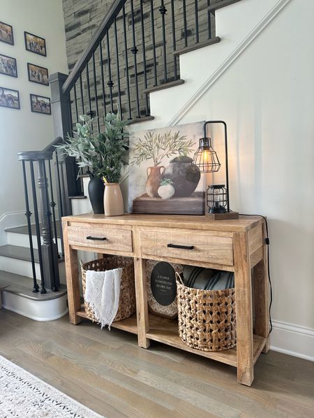 Lots of questions about some of my furniture recently and this is my entryway table my coffee table and end tables are also from the same line I love it because it’s a total Pottery barn and restoration hardware dupeeee! #home #homefinds #entrywaytable 

#LTKSaleAlert #LTKHome