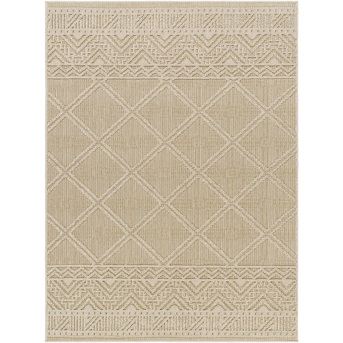 Bairoil Geometric Machine Woven Polypropylene Indoor / Outdoor Area Rug in Ivory/Light Beige | Wayfair North America