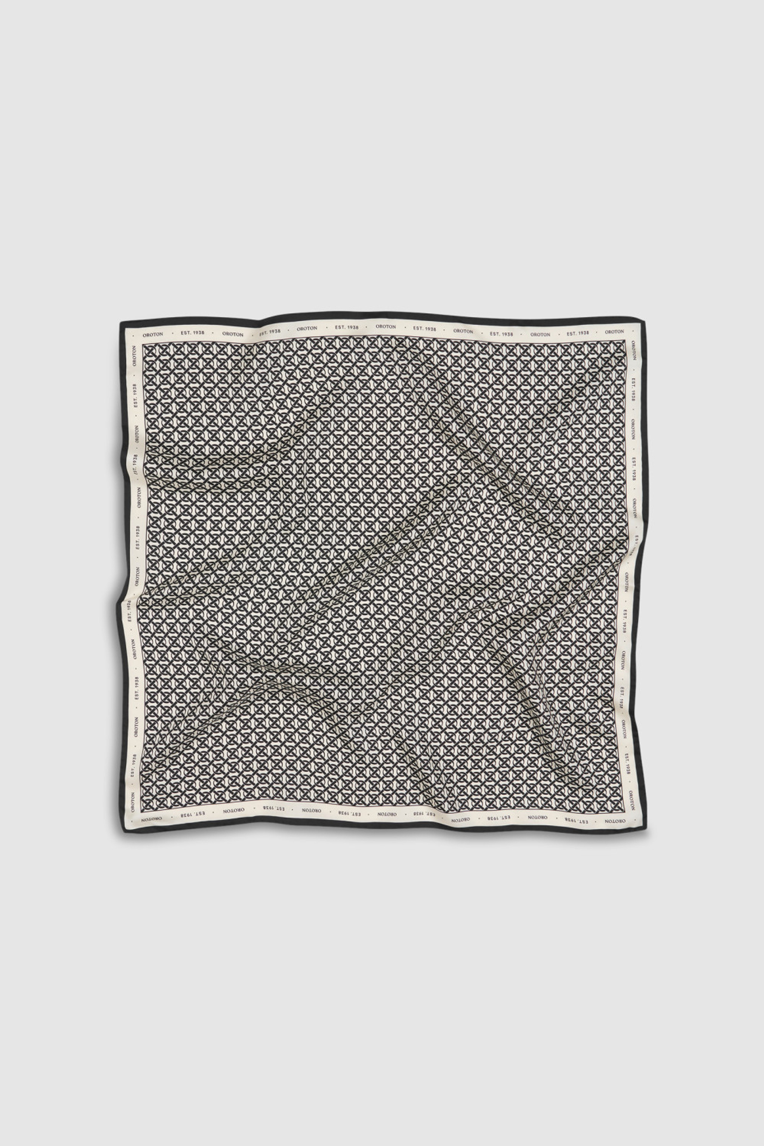 All Over Logo Silk Scarf Cream/Black | Oroton