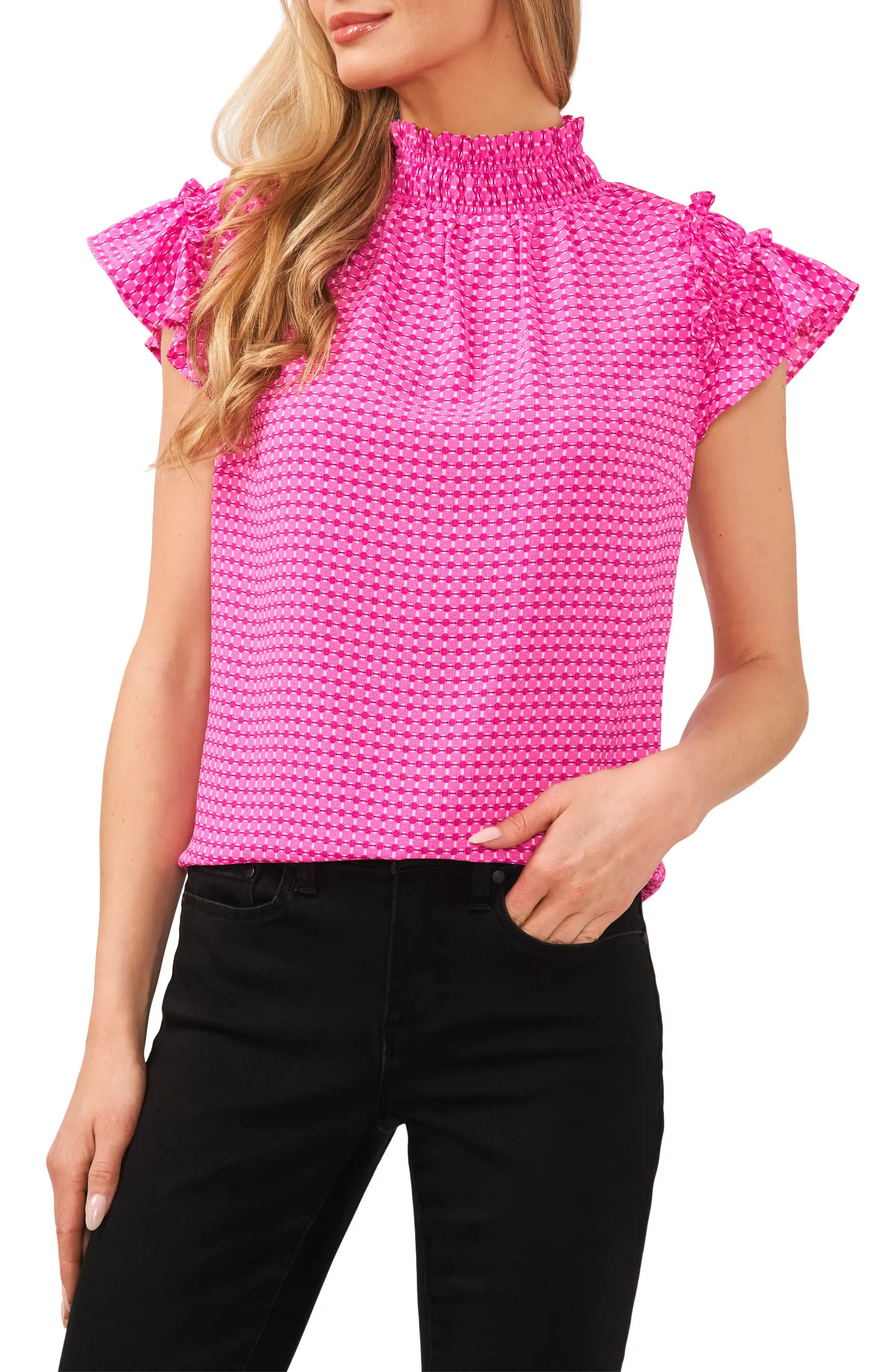 Mock Neck Flutter Sleeve Top | Nordstrom