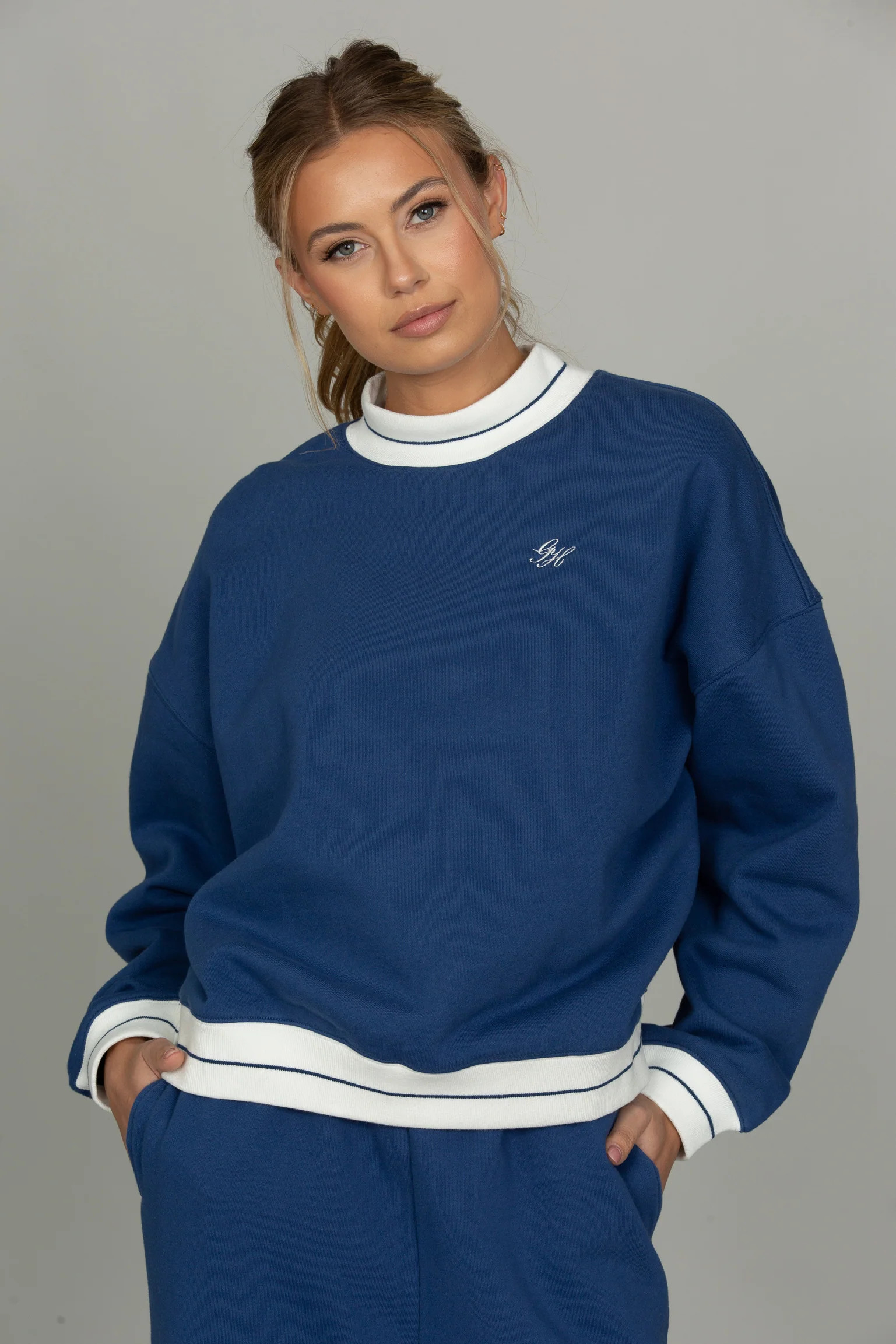 Azure Prep Stripe Mock Neck | Gold Hinge