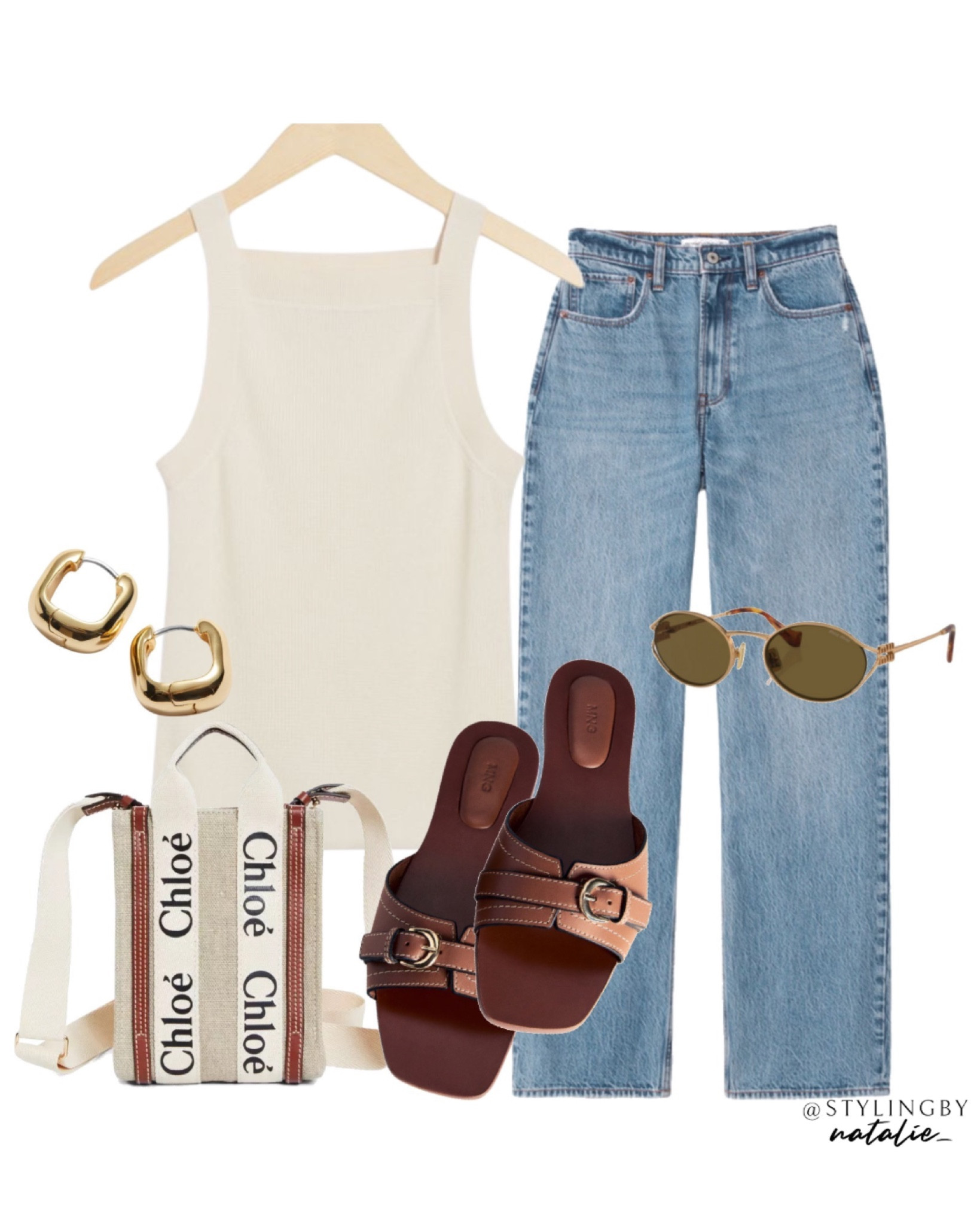 Square neck top, high rise loose jeans, buckle sandals & Chloe tote bag, gold hoop earrings & Miu Miu sunglasses.

#LTKstyletip #LTKmidsize #LTKeurope