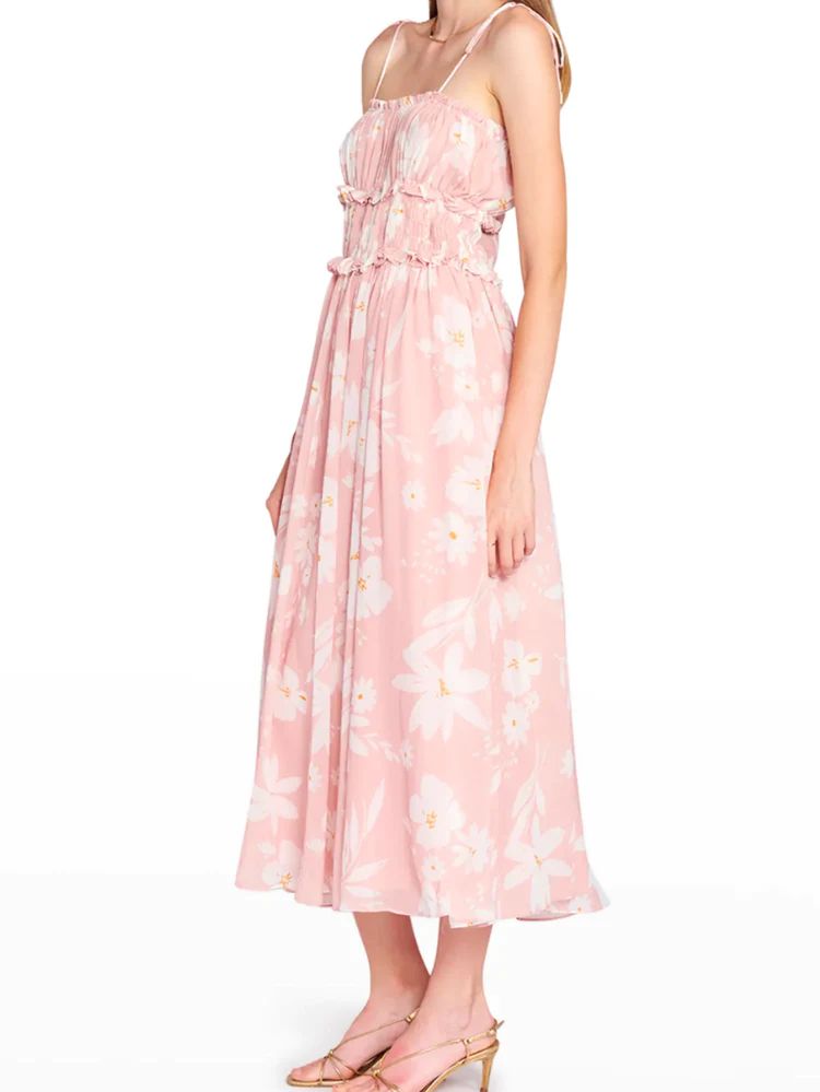 Gabby Pink Floral Midi Dress | Confête