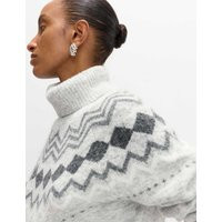 M&S Fair Isle Roll Neck Jumper with Wool Grey | Marks & Spencer (UK)