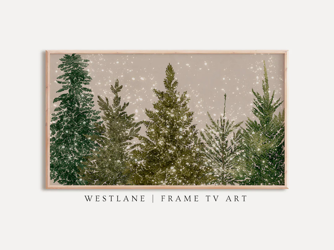 Christmas Samsung Frame TV Art | Winter Pine Forest Painting DIGITAL Download TVC33 | Etsy (US)
