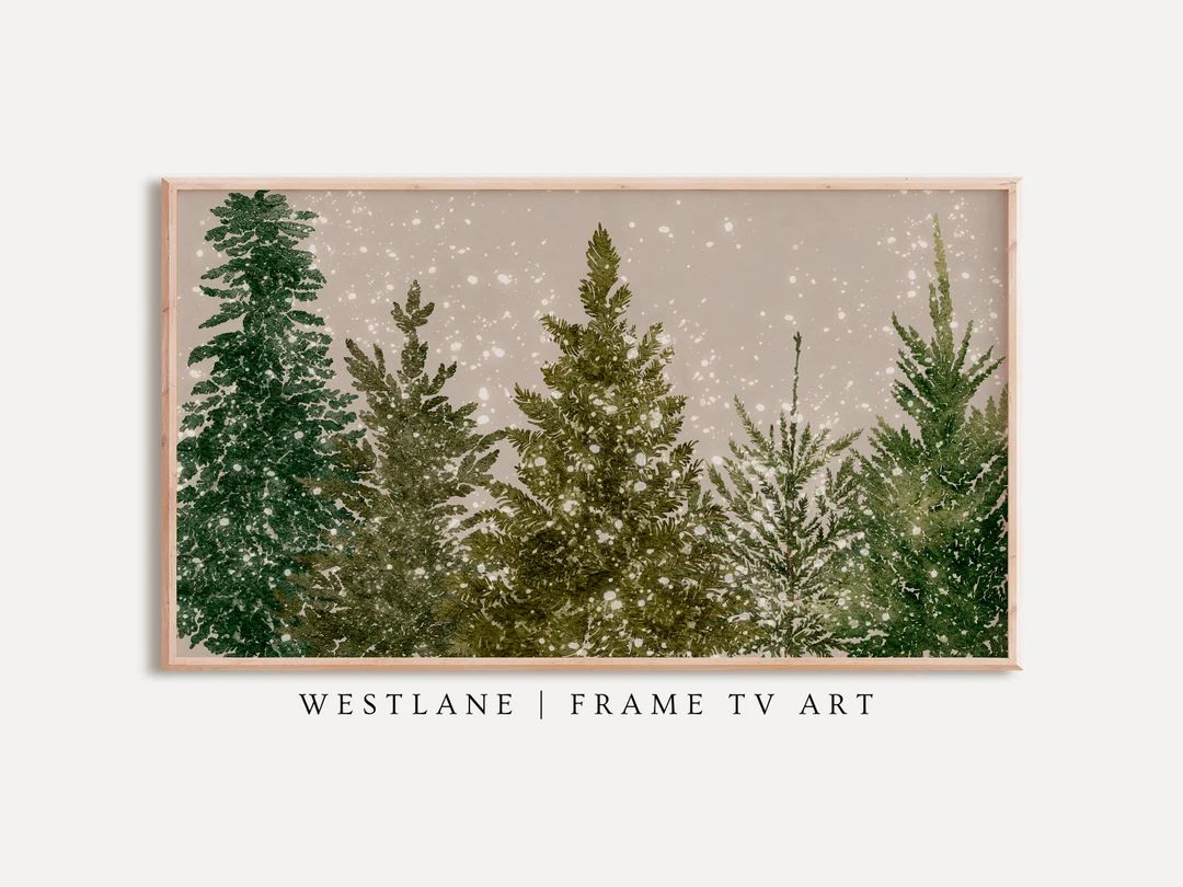 Christmas Samsung Frame TV Art | Winter Pine Forest Painting DIGITAL Download TVC33 | Etsy (US)