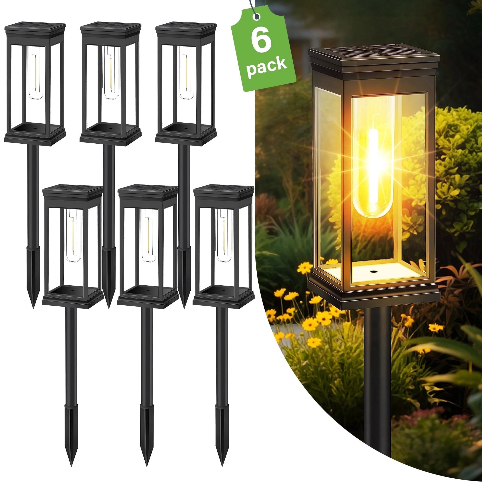 DAYBETTER Solar Pathway Lights Outdoor, 6 Pack Solar Powered Landscape Lights, IP65 Waterproof, A... | Walmart (US)