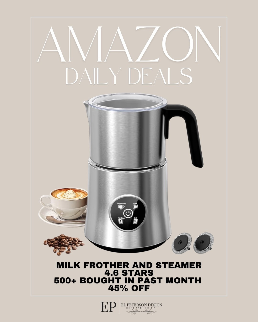 Amazon Daily Deals
Milk frother and steamer

#LTKHome #LTKSaleAlert