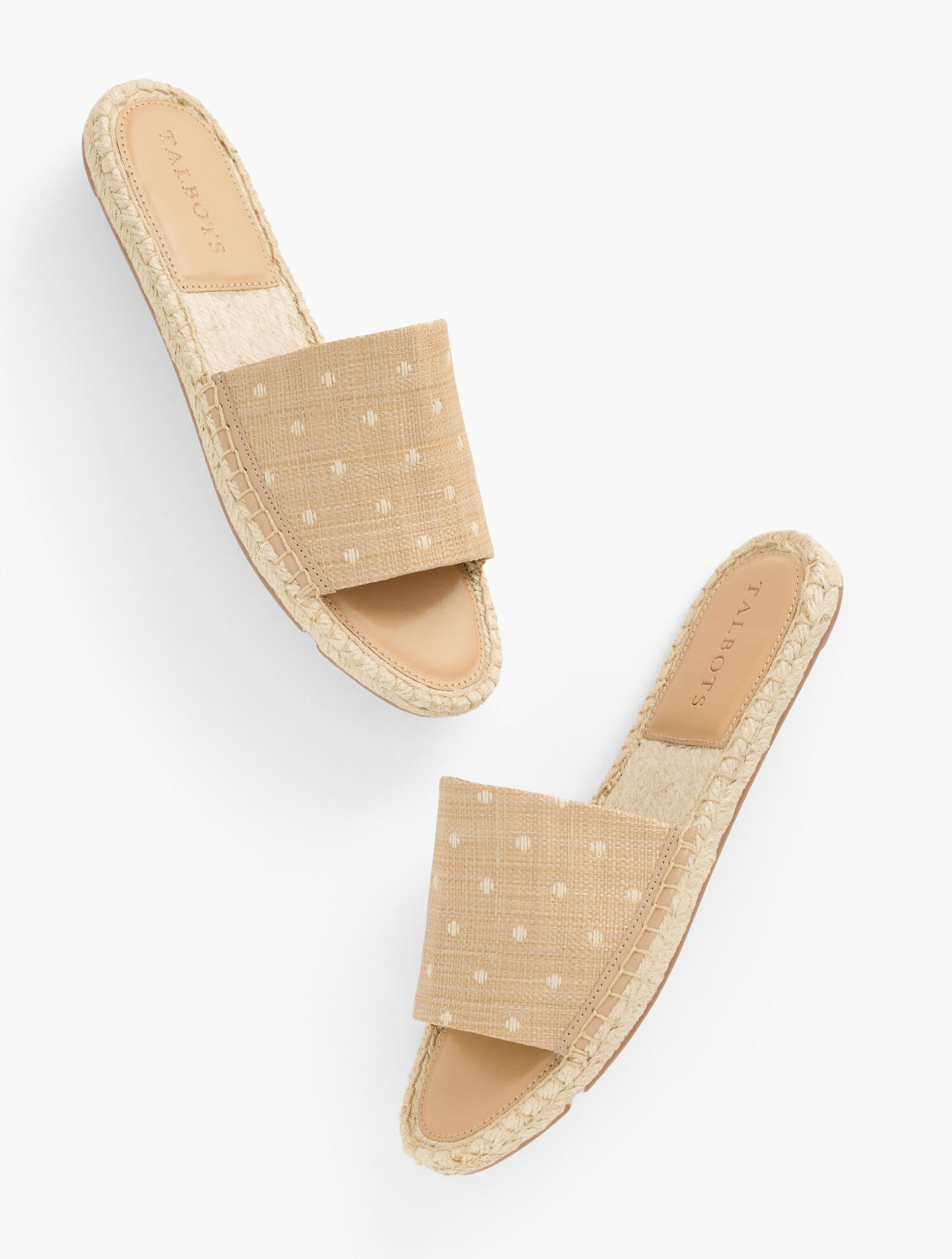 Ilyssa Raffia Espadrille Slides - Polka Dot | Talbots