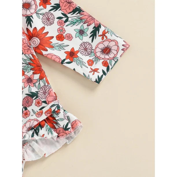 TheFound Baby Toddler Girl Long Sleeve Swimsuit Rashguard Swimwear Ruffled One Piece Bathing Suit | Walmart (US)