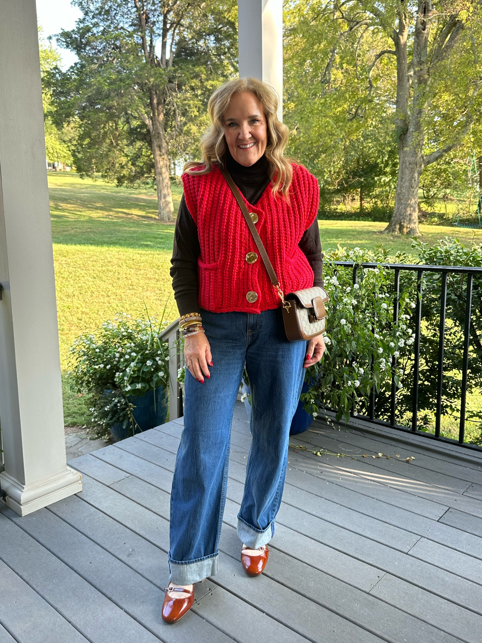 This little crocheted vest is a hit. I’ve seen peoooe wearing it without a layer underneath. You can do that. I like it for fall with this brown turtleneck. Both size large. 

My jeans are a loose fit high rise cuffed denim. Abercrombie knows fit! Wearing a 30 short. 

Amazon vest Abercrombie jeans cuffed denim Gucci bag gap turtleneck sezane shoes slingbacks 

Use code NANETTE20 on my bracelets! 

#LTKFindsUnder100 #LTKMidsize #LTKSeasonal