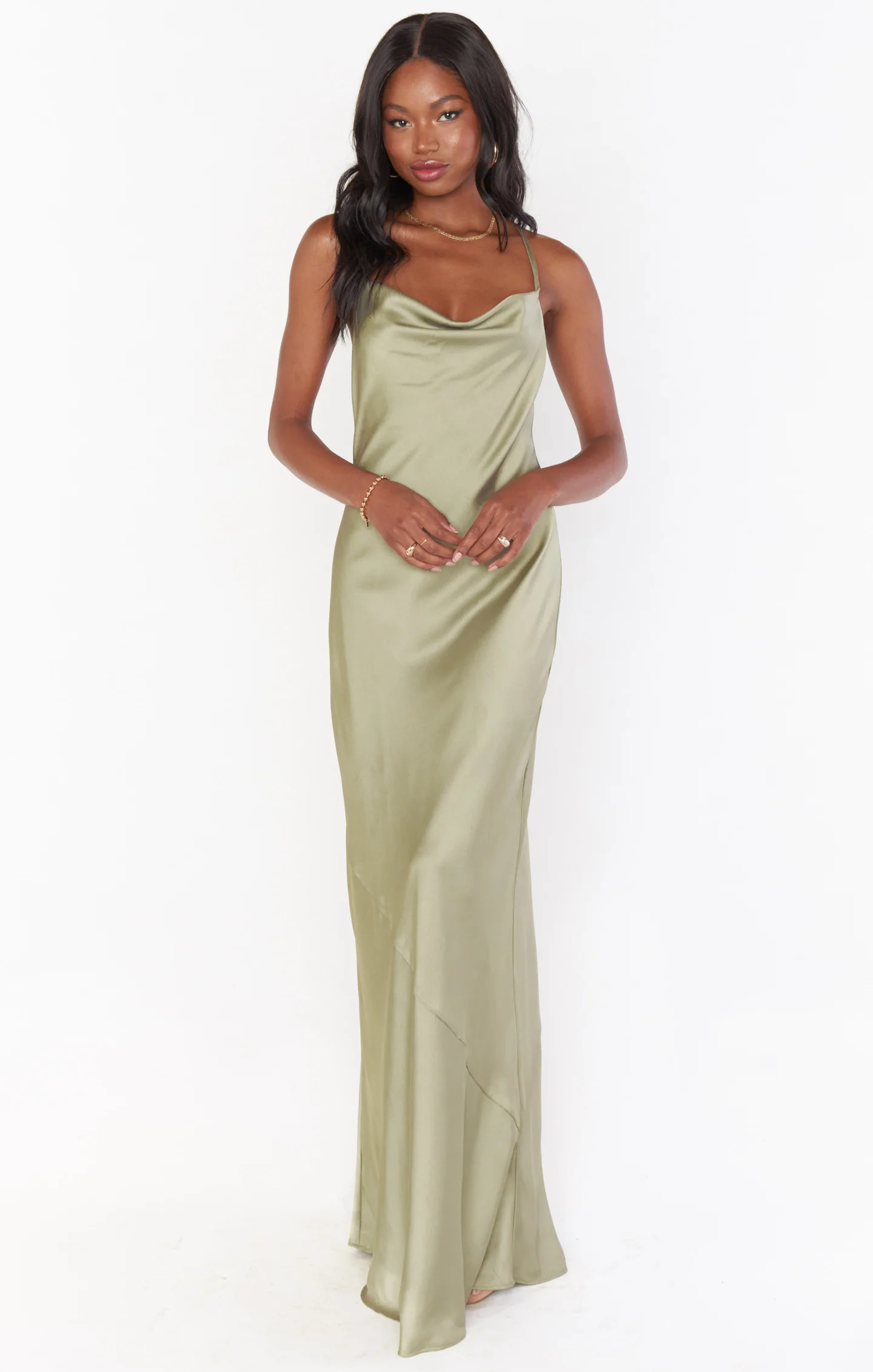 Tuscany Maxi Slip Dress ~ Moss Green Luxe Satin | Show Me Your Mumu