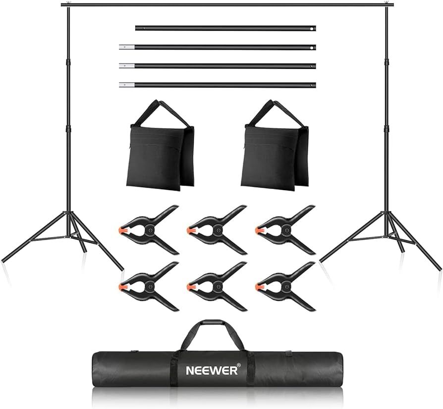 Neewer Photo Studio Backdrop Support System, 10ft/3m Wide 6.6ft/2m High Adjustable Background Sta... | Amazon (US)