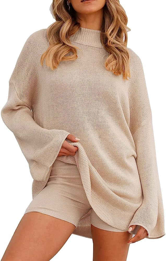LILLUSORY Women's 2 Piece Fall Outfits Sweater Set 2022 Long Sleeve Knit Pullover Sweater Lounge ... | Amazon (US)
