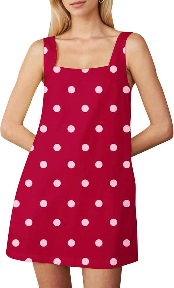 Burtell Summer Sleeveless Cotton Linen Mini Dresses for Women Casual Square Neck Backless Short D... | Amazon (US)