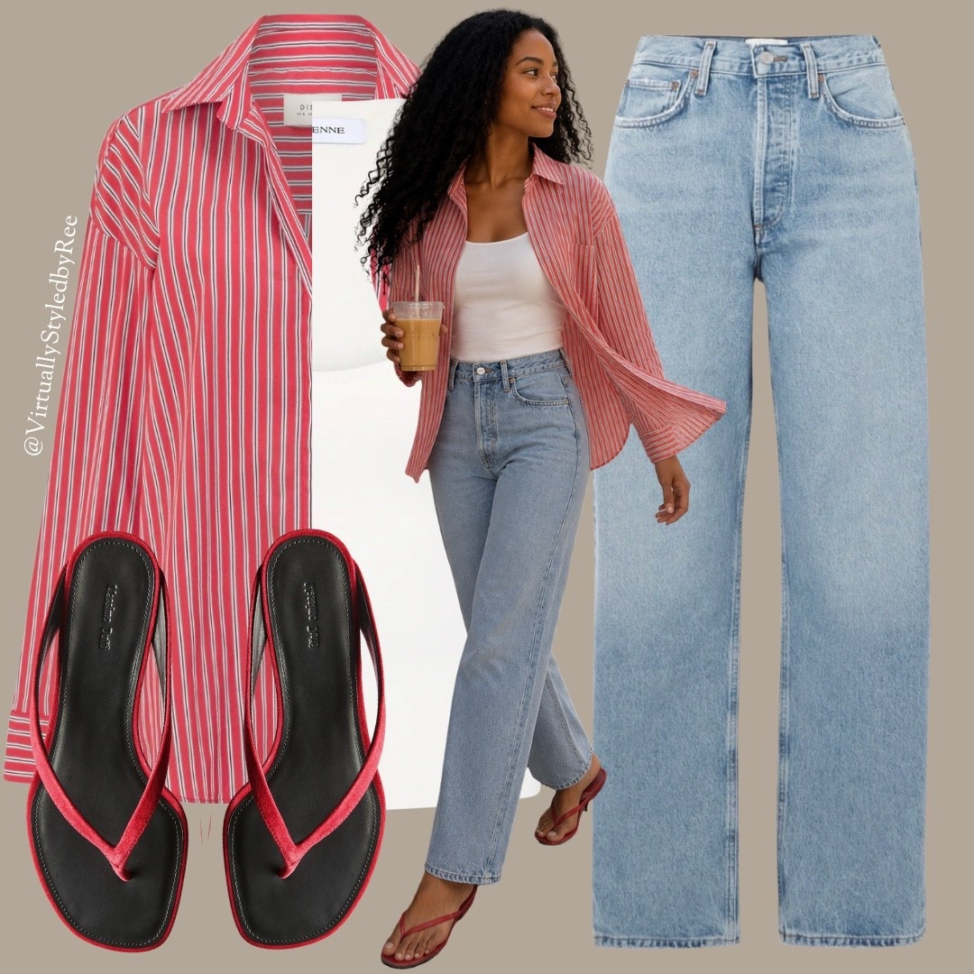 Parisian summer style, but make it effortless 🤍❤️

An oversized striped shirt, white tank, relaxed straight leg denim and the cutest red wedge sandals… the kind of outfit you’ll wear on repeat all summer. Perfect for coffee runs, city strolls and European escapes. ✨

❤️ Shop every piece linked here.

#LTKStyleTip #LTKFindsUnder100 #ParisianStyle #SummerOutfit #CapsuleWardrobe #EverydayStyle #EuropeanSummer #RedAccent #DenimStyle #EffortlessChic #MinimalStyle #VacationOutfit #CoffeeRunStyle #OOTD #LTKFashion

#LTKsummer #LTKuk #LTKeurope