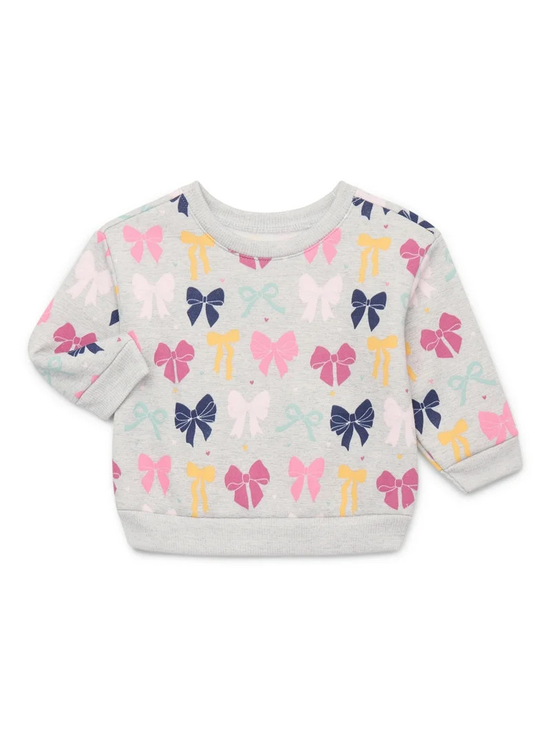 Garanimals Baby Girls Printed Fleece Sweatshirt with Long Sleeves, Sizes 6-24 Months - Walmart.co... | Walmart (US)