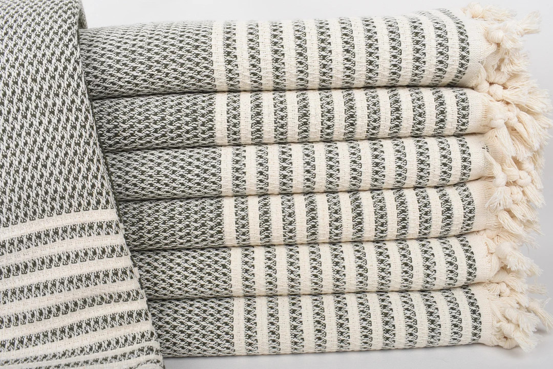 Custom Shower Curtain, 89"x69" Khaki Green Striped Throw, Personalized Blanket, Personalized Gift... | Etsy (CAD)