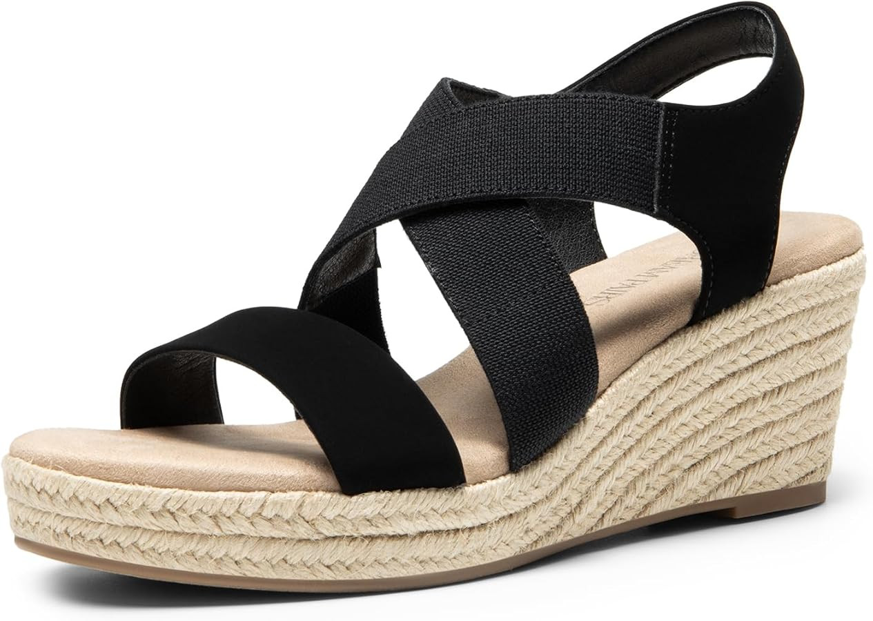 DREAM PAIRS Womens Platform Espadrilles Wedge Sandals, Slip on Elastic Ankle Strap Sandals for Wo... | Amazon (US)