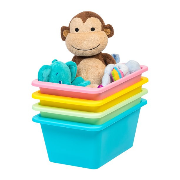 IRIS USA, Small Multi-Purpose Plastic Bins, 4 Pack, Pastel | Walmart (US)