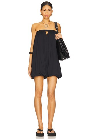 Susana Monaco Gathered Bubble Romper in Black from Revolve.com | Revolve Clothing (Global)
