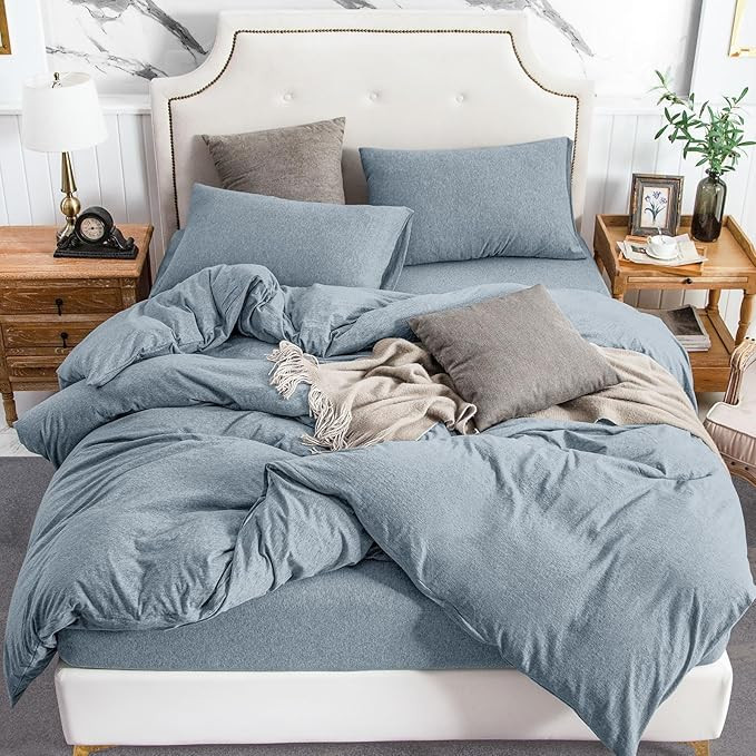 PURE ERA Jersey Knit Duvet Cover Set 100% T-Shirt Cotton Super Soft Comfy 2pc Bedding Set with Zi... | Amazon (US)