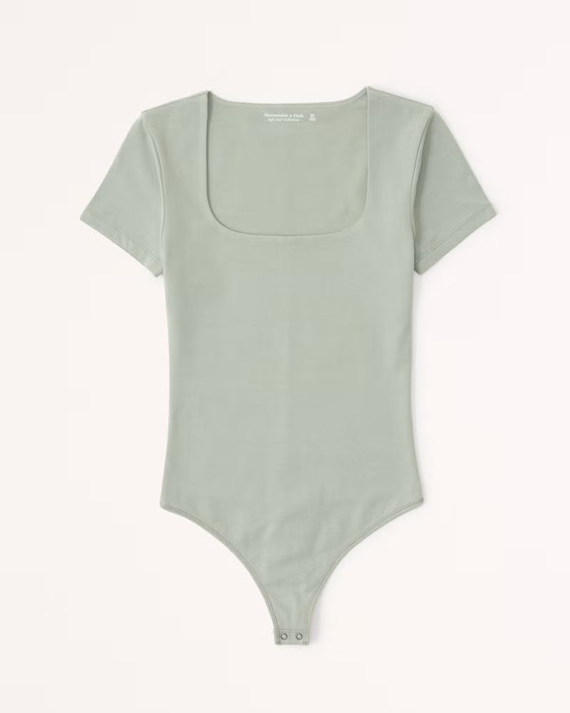 Short-Sleeve Cotton Seamless Fabric Squareneck Bodysuit | Abercrombie & Fitch (US)