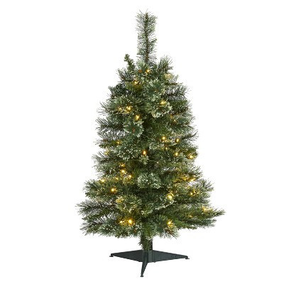 3ft. Slim Snow Tip Pine Artificial Christmas Tree with 50 Clear LED Lights – Compact Holiday X-Mas Tree | Target