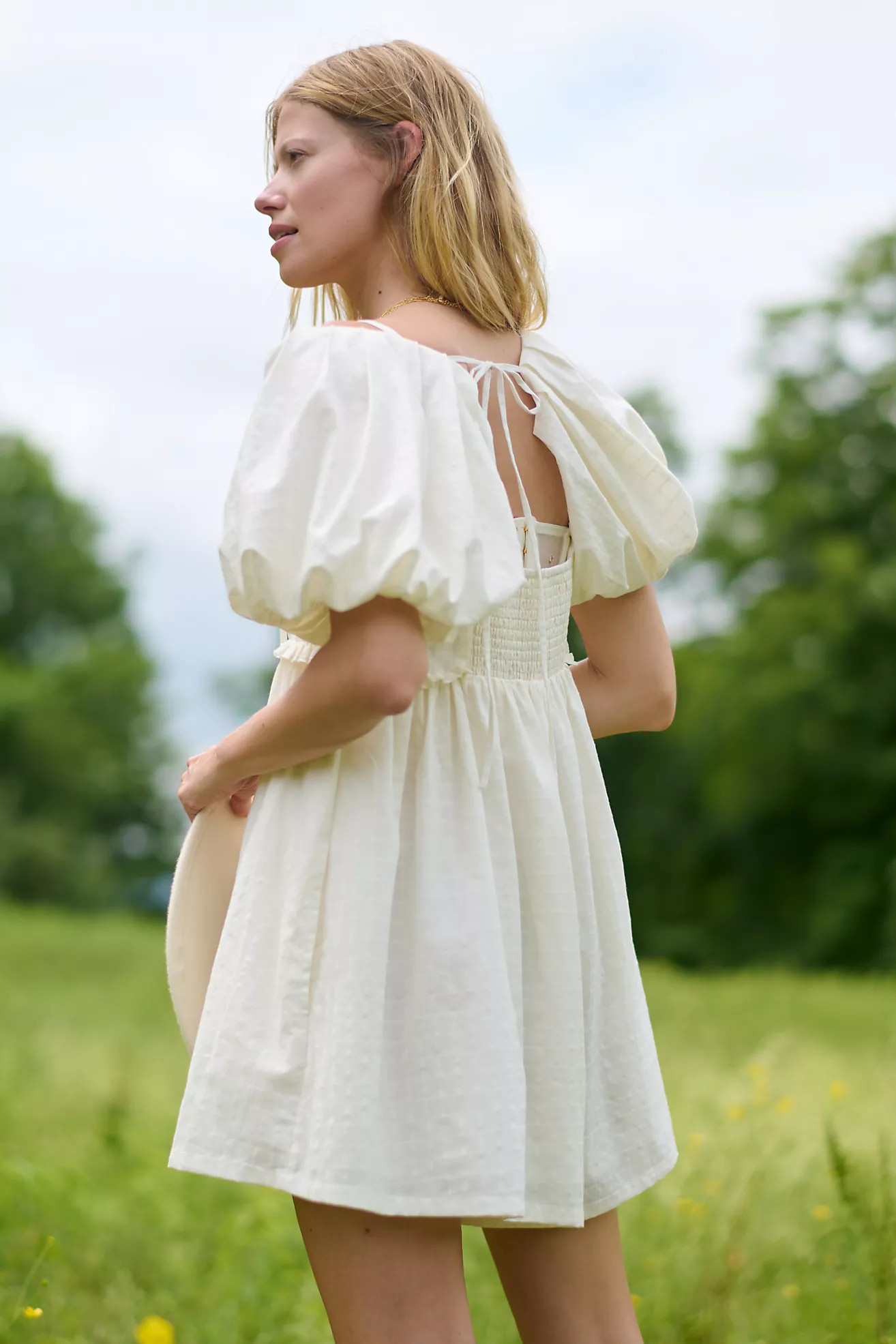 Pilcro Puff-Sleeve Babydoll Romper | Anthropologie (US)