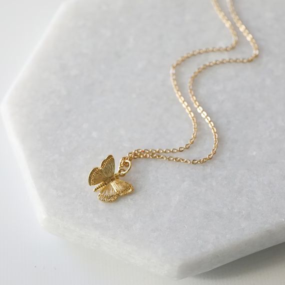 Dainty Gold Butterfly Pendant Necklace Butterfly Necklace - Etsy | Etsy (US)