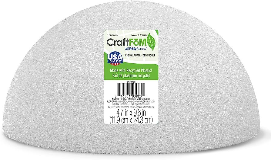 FloraCraft CraftFōM Half Ball 4.7 Inch x 9.6 Inch White | Amazon (US)