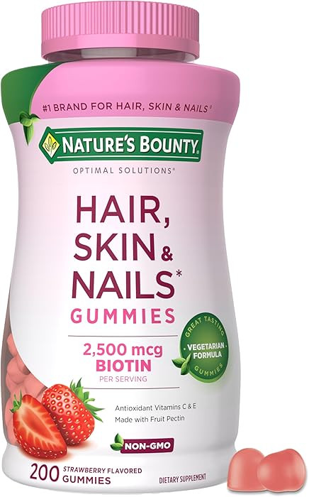 Nature's Bounty Optimal Solutions Hair, Skin and Nails Pectin Gummies, 2500 mcg Biotin Per Servin... | Amazon (US)