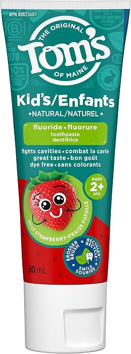 Tom's of Maine Children's Silly Strawberry Natural Fluoride Toothpaste – Anticavity Fluoride To... | Amazon (CA)